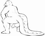  alligator alligatorid animated anthro balls big_balls bouncing_balls bouncing_penis crocodilian dr_zombie genitals heavy_balls looking_at_viewer low_res male penis reptile scalie short_playtime simple_background solo thick_tail twerking 