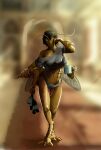  antennae_(anatomy) anthro arthropod arthropod_abdomen beverage clothed clothing coffee cup doll female green_eyes hair hattonslayden hi_res holding_doll insect looking_at_viewer mantis morning open_mouth shirt solo teeth tired topwear underwear wings yawn 