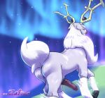  animal_genitalia animal_penis antlers aurora_borealis backsack balls beard butt cervid cervine equine_penis facial_hair feral fur genitals half-erect hi_res hooves horn looking_back male mammal mature_male nintendo nude penis perineum pok&eacute;mon pok&eacute;mon_(species) pokemon_legends_arceus presenting presenting_hindquarters pubes sky solo spots spotted_genitalia spotted_penis star starry_sky video_games walking white_body white_fur wyrdeer zafiro_rosso_(artist) 