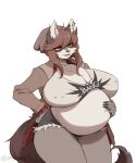  absurd_res anthro belly big_belly big_breasts breasts female hand_on_stomach hi_res huge_breasts mammal nipple_piercing nipples pagonaya piercing pregnant procyonid raccoon solo thick_thighs wide_hips 