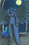  anthro armor breasts clitoris equid equine female friendship_is_magic genitals hasbro hi_res horn horse imposing invalid_color mammal moon my_little_pony night nightmare_moon_(mlp) nude nyghtmar3 pony pussy solo standing traditional_media_(artwork) wings 