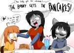  2018 anthro black_hair buckteeth dialogue digital_media_(artwork) disney domestic_cat english_text eyelashes eyewear felid feline felis female fingers food fur glasses grey_body grey_fur group hair lagomorph leporid long_hair male mammal milkshake orange_hair pancake rabbit ralph_breaks_the_internet sandwich-anomaly simple_background simple_eyes sitting smile standing sunglasses tan_body tan_fur teeth text tongue van_(sandwich-anomaly) vanessa_(sandwich-anomaly) victoria_(sandwich-anomaly) white_background wreck-it_ralph 