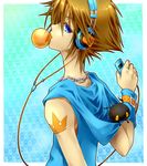  bad_id bad_pixiv_id blue_eyes brown_hair bubble_blowing chain chewing_gum choker digital_media_player headphones heartless kingdom_hearts male_focus shadow_(kingdom_hearts) solo sora_(kingdom_hearts) tattoo ueno_tsuki yellow_eyes 