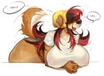  anthro bent_over big_breasts big_butt breasts butt bypbap canid canine canis clothed clothing curvy_figure domestic_dog female fur hair huge_breasts huge_butt mammal rowland_(bypbap) solo tailwag text voluptuous 