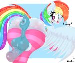  &lt;3 6:5 absurd_res anatomically_correct anatomically_correct_anus anatomically_correct_genitalia anatomically_correct_penis anus balls big_anus big_balls big_butt big_penis blush butt clothing crossgender cutie_mark dock embarrassed equid equine feral friendship_is_magic genitals gynomorph hair hasbro hi_res intersex legwear looking_back lying mammal multicolored_hair multicolored_tail my_little_pony nozukznsfw open_mouth pegasus penis perineum puffy_anus rainbow_dash_(mlp) rainbow_hair rainbow_tail rear_view signature simple_background solo stockings thigh_highs urethra wings 