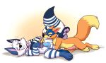  anthro arctic_fox balls blizzard_(blizzyfox) bodily_fluids canid canine collar cum dora_the_explorer fisting fox genital_fluids genitals hi_res knot leash male male/male mammal orlandofox swiper 