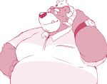  12beat13 2021 anthro belly blush bottomwear clothing duo eyes_closed kemono male mammal mature_male overweight overweight_male shirt shorts simple_background size_difference topwear ursid white_background 