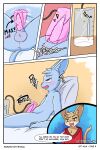  2:3 anthro blue_body blue_fur bodily_fluids brown_body brown_fur clothed clothing comic conditional_dnp cum cum_collecting duo felid fur genital_fluids genitals hi_res machine male mammal milking_machine penile penis penis_milking pink_penis purple_eyes ryoku ryoku_(character) tapering_penis text url 