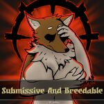  1:1 2021 absurd_res anthro big_breasts breast_squish breasts canid canine canis cheek_tuft covering covering_breasts coyote darkest_dungeon digital_media_(artwork) english_text facial_tuft female fur hand_on_forehead hi_res inner_ear_fluff mammal multicolored_body multicolored_fur neck_tuft nude simple_background solo squish standing submissive submissive_female text tuft two_tone_body two_tone_fur whitev 