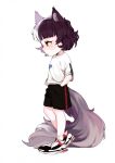  2018 black_bottomwear black_clothing black_ears black_hair black_shorts bottomwear chibi clothing eyelashes female footwear glistening glistening_eyes grey_ears grey_hair grey_inner_ear grey_tail hair hands_in_pockets hi_res humanoid light_body light_skin multicolored_hair pekuza041 pockets shirt shoes shorts solo standing topwear two_tone_hair white_clothing white_hair white_shirt white_topwear yellow_eyes 