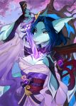  absurd_res anthro asian_clothing blue_body blue_hair breasts clothing cosplay east_asian_clothing female fish genshin_impact hair hi_res japanese_clothing kimono marine melee_weapon multicolored_body orange_eyes raiden_(genshin_impact) shark solo sword tja video_games weapon white_body yellow_eyes 