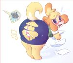  animal_crossing anthro anus barely_visible_anus bent_arm bent_over bent_over_with_legs_held_straight big_butt blood blush bodily_fluids bottomwear breasts butt canid canine canis clothing cute_expression domestic_dog duo embarrassed exposed exposed_butt exposed_panties exposed_underwear female hi_res hissmiss holding_object holding_paper isabelle_(animal_crossing) legs_together looking_back male mammal nintendo nosebleed panties paper pattern_bottomwear pattern_clothing pattern_panties pattern_underwear raccoon_dog simple_background standing straight_legs striped_bottomwear striped_clothing striped_panties striped_underwear stripes surprise tanuki thick_thighs thong tom_nook_(animal_crossing) torn_clothing torn_skirt underwear video_games wardrobe_malfunction 
