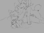  4:3 ahegao anal anal_penetration anthro anthro_on_anthro anthro_penetrated anthro_penetrating anthro_penetrating_anthro canid canine duo fluffy fluffy_tail freckles goopdroops goopy_(character) horn intersex intersex/intersex leash leash_pull looking_pleasured male mammal monochrome penetration pillow 