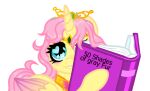  alternate_form alternate_hairstyle alternate_universe book crown element_of_kindness equid equine female fifty_shades_of_grey fluttershy_(mlp) friendship_is_magic horn horse mammal my_little_pony pony princess_fluttershy solo story_at_source tiara two_tone_wings vizirka winged_unicorn wings ych_result 