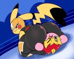  anthro big_butt butt butt_smother clothing cosplay_pikachu_(costume) duo facesitting female fighting_ring huge_butt kirbot12 kirby kirby_(series) nintendo pikachu pikachu_libre pink_body pok&eacute;mon pok&eacute;mon_(species) short_stack smothering video_games waddling_head wide_hips yellow_body 