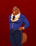  anthro barazoku beast_(disney) beauty_and_the_beast clothing facial_hair hi_res male muscular muscular_male olivepup_00 solo suit 