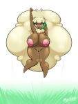  3:4 areola big_breasts breasts female genitals hi_res huge_breasts latiar nintendo nipples not_furry nude pok&eacute;mon pok&eacute;mon_(species) pussy solo video_games whimsicott 