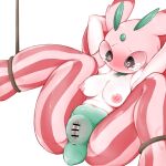  1:1 anthro anus arms_tied arthropod arthropod_abdomen blush bodily_fluids bound breasts censor_bar censored female genitals hi_res ineffective_censorship legs_tied lurantis masking_(artist) nintendo non-mammal_breasts pok&eacute;mon pok&eacute;mon_(species) pupils pussy restricted solo tears unusual_pupils video_games 