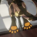  1:1 3d_(artwork) 4_toes balls bed bedroom big_balls big_penis black_body black_fur black_hair black_horn black_penis brown_body brown_fur butt claws crepuscular_rays digital_media_(artwork) dragon erection feet felkin feral foot_focus fur furniture furred_dragon genitals hair hi_res horn huge_penis inside jaeger_(lewddragons) knot lewddragons light long_penis male nude orange_pawpads pawpads paws penis penis_focus presenting presenting_penis rear_view ridged_penis solo sploot sunlight toe_claws toes 