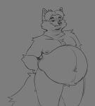  2021 anthro belly big_belly canid canine cute_fangs disney fox gideon_grey male mammal monochrome moobs nipples overweight overweight_male simple_background sketch solo yellowdelivery zootopia 