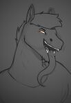  absurd_res almy anthro brick_heartstone equid equine fangs glowing glowing_eyes grey_background hi_res horse male mammal simple_background sketch solo tongue tongue_out unfinished 