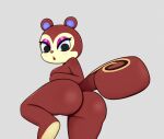  2021 animal_crossing anthro brown_body butt eyelashes female grey_background looking_down mammal nebssik nintendo nude open_mouth pecan_(animal_crossing) rodent sciurid simple_background solo tree_squirrel video_games 
