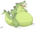  abdominal_bulge ambiguous_gender anthro anthro_pred belly big_belly canson claws crocodile crocodilian crocodylid duo green_belly green_body green_skin human human_prey invalid_tag male male_pred mammal obese open_mouth oral_vore overweight reptile scalie simple_background vore white_background 