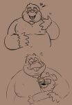  2021 adorkablecollin anthro belly blood blush bodily_fluids comic duo dylan_(the_human_heart) eulipotyphlan eyes_closed eyewear glasses hug male mammal mole_(animal) moobs nipples nosebleed overweight overweight_male simple_background the_human_heart_(game) video_games visual_novel 