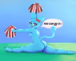  2021 anthro barefoot breasts butt cartoon_network dialogue domestic_cat english_text feet felid feline felis female hi_res looking_at_viewer mammal nebssik nicole_watterson nipples nude open_mouth pawpads pom_poms ribbons smile solo text the_amazing_world_of_gumball 