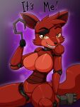  2017 animatronic anthro bedroom_eyes big_breasts breasts canid canine crossgender curvy_figure digital_media_(artwork) english_text eye_patch eyewear featureless_breasts featureless_crotch feet female five_nights_at_freddy&#039;s fox foxy_(fnaf) hair hook hook_hand hourglass_figure huge_breasts looking_at_viewer machine mammal mtf_crossgender multicolored_body multicolored_skin narrowed_eyes purple_background red_body red_hair red_skin robot sandwich-anomaly seductive simple_background sitting smile solo teeth text thick_thighs toes video_games voluptuous wide_hips yellow_eyes 