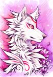  2021 absurd_res amaterasu ambiguous_gender black_nose canid canine canis capcom deity digital_media_(artwork) feral fur headshot_portrait hi_res mammal myarukawolf portrait solo video_games white_body white_fur wolf ōkami 