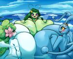  5:4 anthro big_breasts blue_body blush breast_squish breasts breasts_frottage butt celebi female female/female group hi_res huge_breasts hyper hyper_breasts land_forme_shaymin latiar legendary_pok&eacute;mon macro manaphy nintendo nude pok&eacute;mon pok&eacute;mon_(species) shaymin squish video_games water 