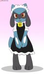  anthro clothing female flower hi_res looking_at_viewer maid_headdress maid_uniform nintendo ornaa plant pok&eacute;mon pok&eacute;mon_(species) riolu solo uniform video_games winick-lim 