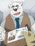  2021 3:4 anthro black_nose clothing duo fur hi_res humanoid_hands kemono male mammal necktie overweight overweight_male polar_bear shirt solo_focus topwear train_(artist) ursid ursine white_body white_fur 