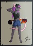  anthro clothing ear_piercing ear_ring eyebrow_piercing eyebrow_ring facial_piercing female hat headgear headwear hi_res jace_apollo mammal murid murine nose_piercing nose_ring piercing rat rodent skateboard skater solo teenager young 