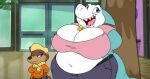  anthro anthrofied big_breasts breast_size_difference breasts canid canine chubby_female duo female fish hand_on_hip hanna-barbera huge_breasts jabberjaw jabberjaw_(character) jellystone_(hbo_max) jouigidragon larger_female loopy_(loopy_de_loop) loopy_de_loop mammal marine overweight overweight_anthro overweight_female shark size_difference slightly_chubby smaller_female 