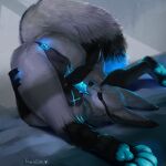  1:1 2021 anthro anus autofellatio balls blue_anus blue_markings blue_pawpads blue_penis bodily_fluids canid canine cheek_tuft digital_media_(artwork) digitigrade dipstick_ears dipstick_tail dutch_angle eleacat facial_tuft fox fur genitals gloves_(marking) glowing glowing_anus glowing_genitalia glowing_markings glowing_penis grey_body grey_fur hi_res inner_ear_fluff leg_markings licking male mammal markings masturbation multicolored_ears multicolored_tail nude oral oral_masturbation pawpads penile penile_masturbation penis penis_lick sex socks_(marking) solo tongue tongue_out tuft whiskers 