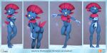  2:1 3d_(artwork) absurd_res anthro breasts butt claws covering covering_self digital_media_(artwork) female genitals glitched_securitron hi_res masturbation multiple_poses nintendo pok&eacute;mon pok&eacute;mon_(species) pose presenting presenting_hindquarters pussy solo video_games weavile 