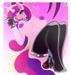  &lt;3 absurd_res anthro anthrofied balls big_breasts breasts clothing collar equid equine female friendship_is_magic genitals gesture goth hasbro hi_res horn legwear lipstick_on_balls mammal my_little_pony nipples pink_body princess_cadance_(mlp) skyspeardw solo spiked_collar spikes thigh_highs unicorn v_sign 