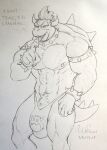  anthro balls barazoku big_balls big_muscles big_penis body_hair bowser bulge chest_hair clothing collar detailed_bulge genital_outline genitals hairy hi_res horn huge_balls huge_muscles huge_penis koopa male mario_bros muscular nintendo penis penis_base penis_outline reptile scalie solo spikes traditional_media_(artwork) turtle underwear video_games wolfsecret 