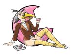  absurd_res alpha_channel ambiguous_gender anonymous_artist anthro avian bird bottomless clothed clothing codex_(bookworm) grey_hair hair hi_res solo video_games 