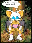  female outside peeing pussy rouge_the_bat sega solo sonic_(series) sonic_team text urine 