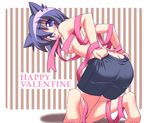  artist_request bike_shorts blue_eyes blue_hair blush happy_valentine looking_back pani_poni_dash! serizawa_akane solo spandex topless valentine 