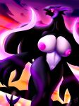  anthro big_breasts bikini bludraconoid breasts calypso_(bludraconoid) clothing curvy_figure dark_body female genitals hair hi_res huge_breasts legendary_pok&eacute;mon long_hair nintendo nipples pok&eacute;mon pok&eacute;mon_(species) pussy red_eyes shadow_lugia shadow_pok&eacute;mon solo swimwear video_games voluptuous wide_hips 