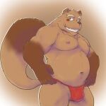  1:1 2021 anthro asian_clothing belly big_belly blush brown_body brown_fur bulge canid canine clothing east_asian_clothing fundoshi fur japanese_clothing kemono male mammal mature_male moobs navel nipples ojijinotete overweight overweight_male raccoon_dog red_clothing red_fundoshi red_underwear simple_background solo tanuki underwear 