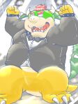  2021 anthro belly blush bow_tie bowser clothing dain_4201 hi_res humanoid_hands kemono koopa male mario_bros nintendo overweight overweight_male scalie shirt solo suit topwear video_games 