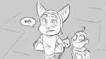  allveryhushhush anthro black_and_white clank comic duo felid feline greyscale hand_behind_back humanoid insomniac_games invalid_tag lombax machine male mammal monochrome ratchet ratchet_and_clank robot sony_corporation sony_interactive_entertainment speech_bubble standing stare video_games 