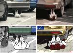  ambiguous_gender animated anthro car domestic_cat duo exercise felid feline felis feral fur keke_(artist) mammal muscular pecs short_playtime signature tire vehicle white_body white_ears white_fur white_tail 