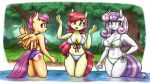  16:9 2021 4_fingers accessory aged_up anthro apple_bloom_(mlp) bikini breasts butt butt_pose chest_tuft cleavage clothed clothing cutie_mark cutie_mark_crusaders_(mlp) earth_pony equid equine eyebrow_through_hair eyebrows eyelashes feathered_wings feathers female fingers friendship_is_magic front-tie_bikini fur green_eyes group hair hair_accessory hair_bow hair_ribbon hand_on_hip hasbro hi_res horn horse king-kakapo long_hair looking_at_viewer mammal my_little_pony navel one-piece_swimsuit open-back_swimsuit open_mouth orange_body orange_eyes orange_fur outside partially_submerged pegasus pink_hair plant pony pose purple_eyes purple_hair purple_tail raised_hand red_hair red_tail ribbons scootaloo_(mlp) short_hair side-tie_bikini smile smiling_at_viewer sweetie_belle_(mlp) swimwear thigh_gap translucent translucent_hair tree triangle_bikini trio tuft unicorn water wet white_body white_fur widescreen wings yellow_body yellow_fur 