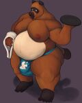  2021 4:5 animal_crossing anthro belly brown_body brown_fur bulge canid canine clothing fur khronosz male mammal moobs nintendo nipples overweight overweight_male raccoon_dog simple_background solo tanuki tom_nook_(animal_crossing) underwear video_games 